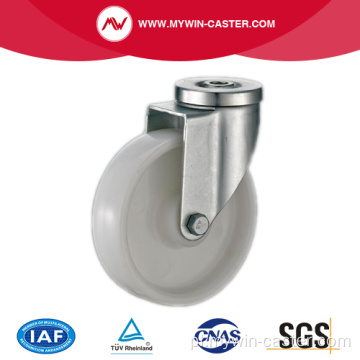 Kółka przemysłowe z białego nylonu z otworami na śruby